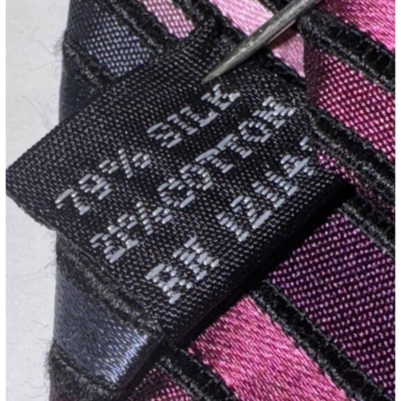 Calvin Klein Silk Blend Necktie Pink Purple Gray Striped Regimental Tie 60x3.5” - Picture 6 of 6